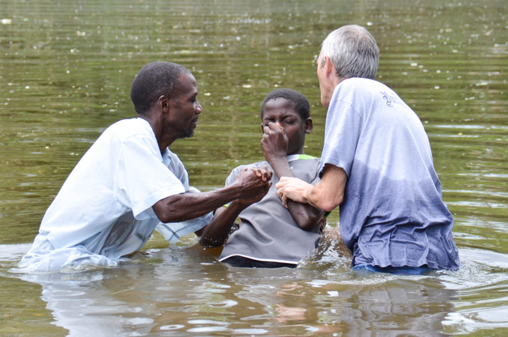Baptizing one of our sons.